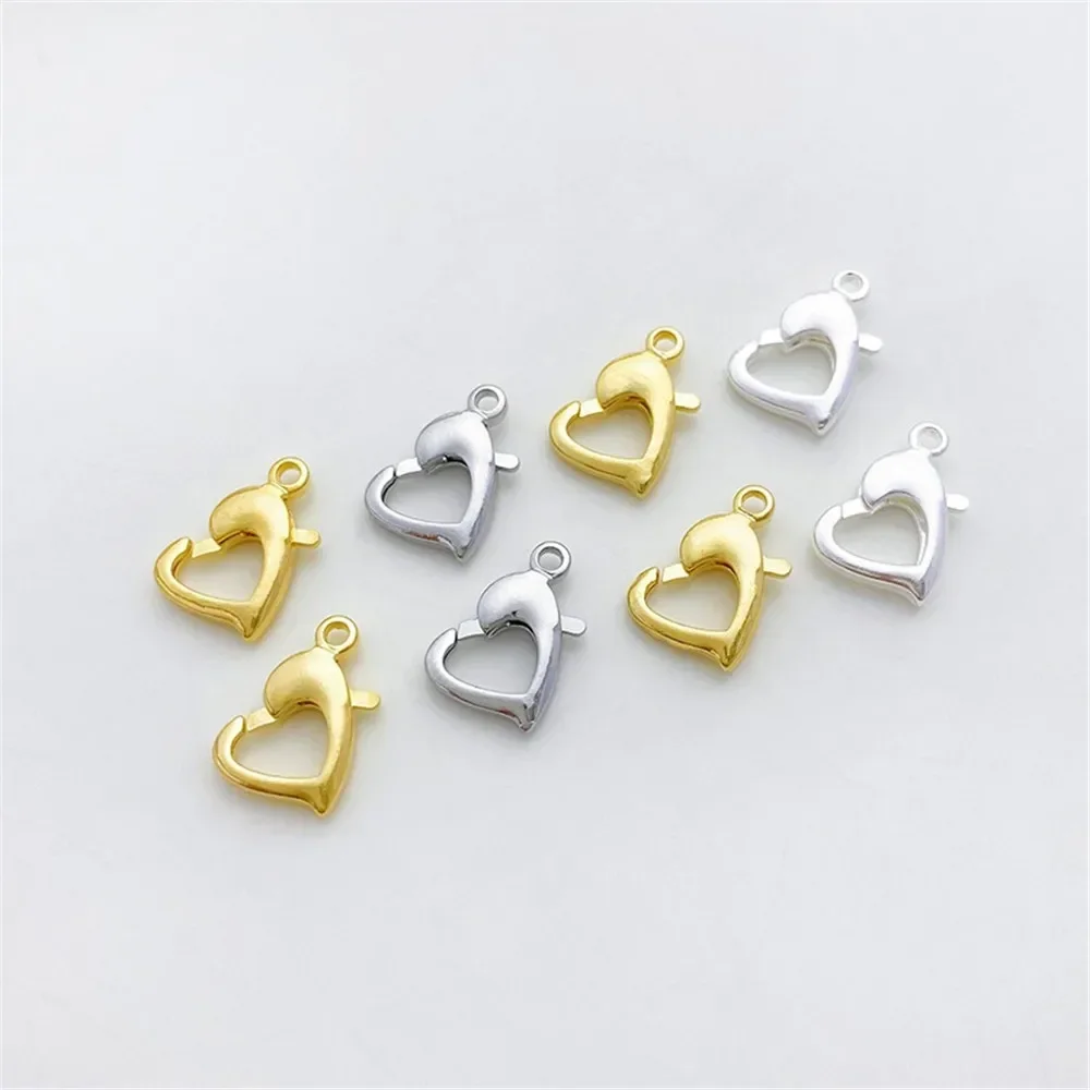 18K Gold-Color Love Lobster Buckle Peach Heart Spring Buckle DIY Bracelet Necklace Closing Buckle Jewelry Material Accessories