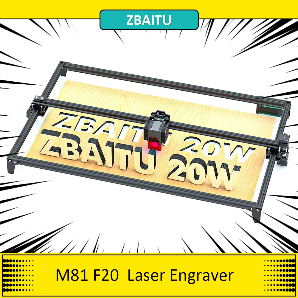 IN STOCK ZBAITU M81 F20 VF 20W Laser Engraver Cutter with Updated Drag Chain Kits, Fixed-focus, Air Assist, 810*460mm