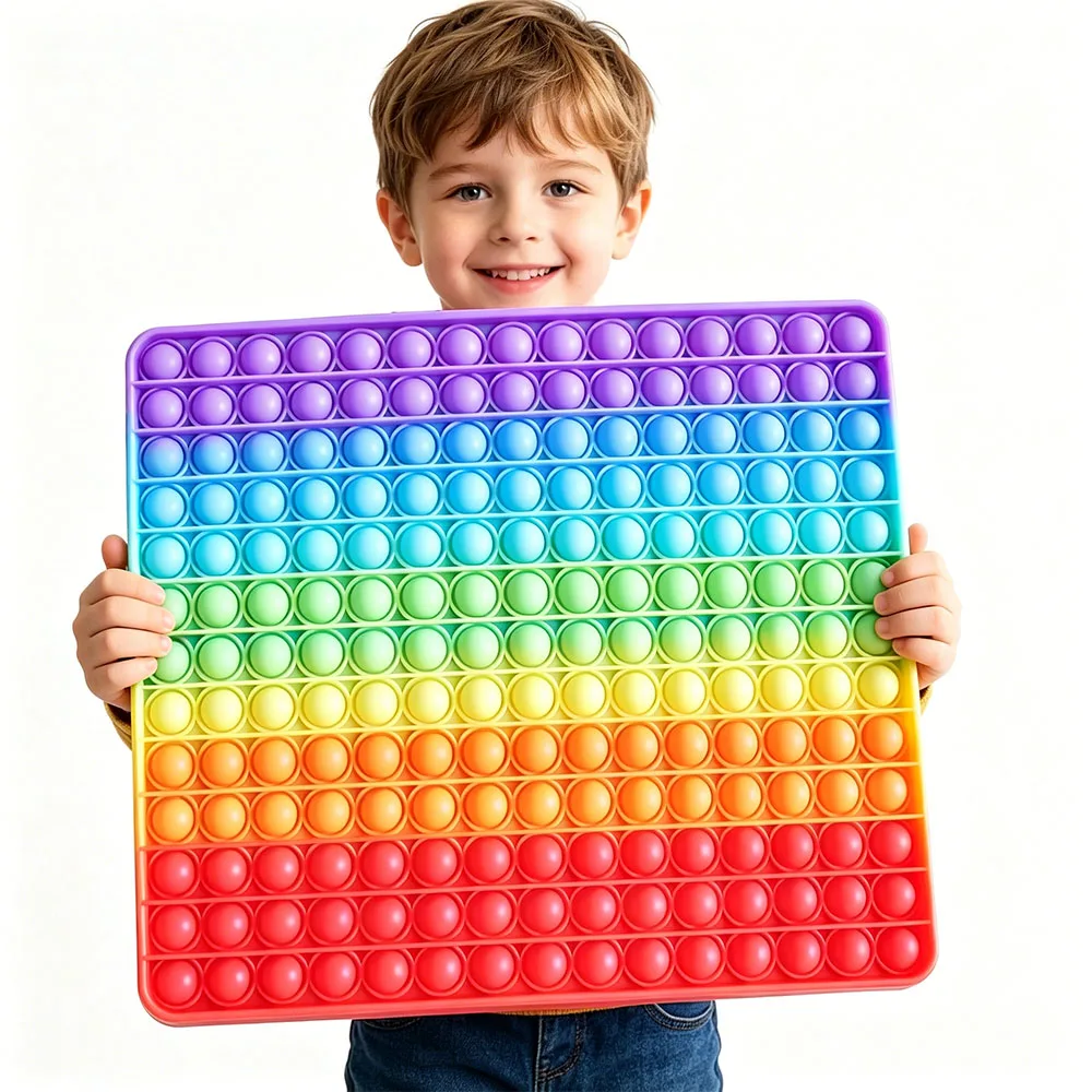 Juguete antiestrés gigante Pop Fidget de 30 cm, pingüino cuadrado grande, Simple Dimple, burbuja arcoíris, juguete antiestrés XXL, regalo para niños