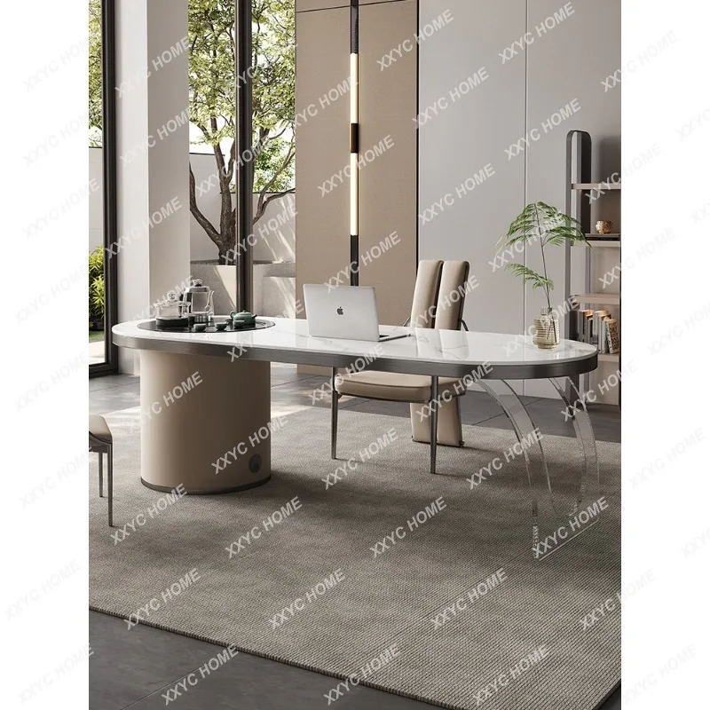 Y Light Luxury Office Home Tea Table Kung Fu Tea Brewing Table with Integrated Kettle