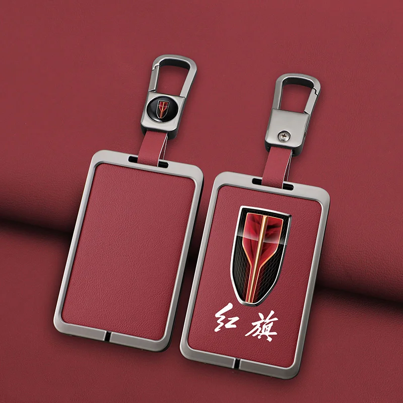 Zinc Alloy Leather Car NFC Card Key Case Cover For Hongqi HS7 Red Flag HS5 H7 H9 E-HS3 Protecion Holder Auto Keyless Accessories