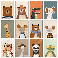 Funny Cute Cartoon Animals Minimalist Nordic Posters Prints Canvas Painting Wall Art Picture Living Room Home Deco