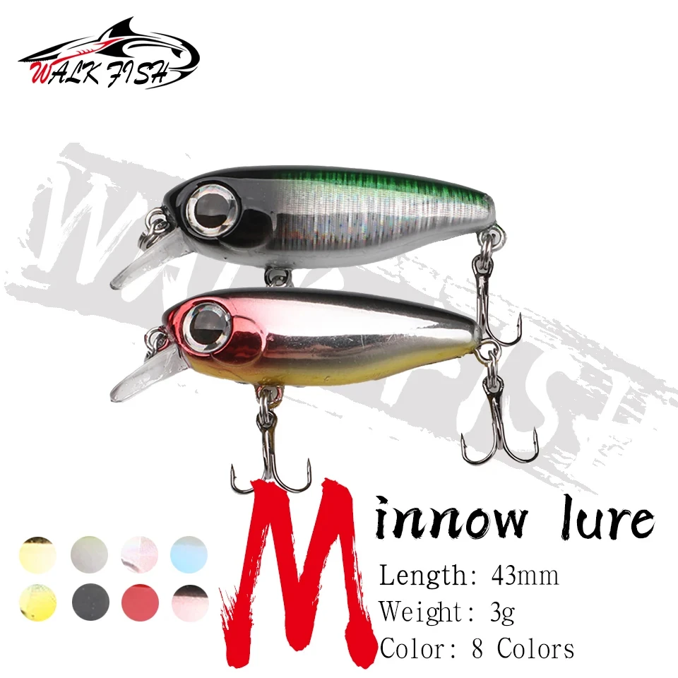 Walk Fish 1pcs 43mm 3g harter Mini-Köder kleiner sinkender Elritze Kurbel Angel köder Bass frisches Salzwasser Tackle Köder Angel gerät
