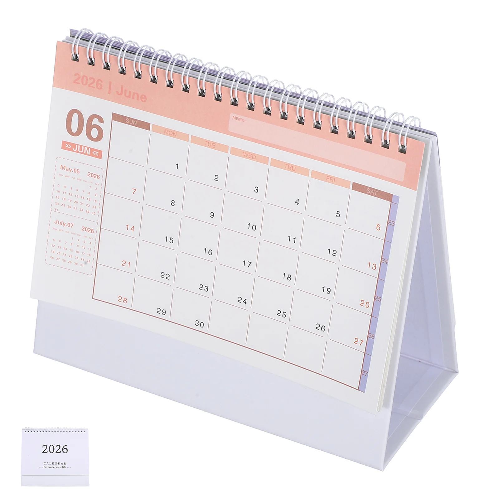 

2026 Small Desk Calendar Sturdy Paper Standing Flip Calendar for Daily Planning Office School Organization Tool