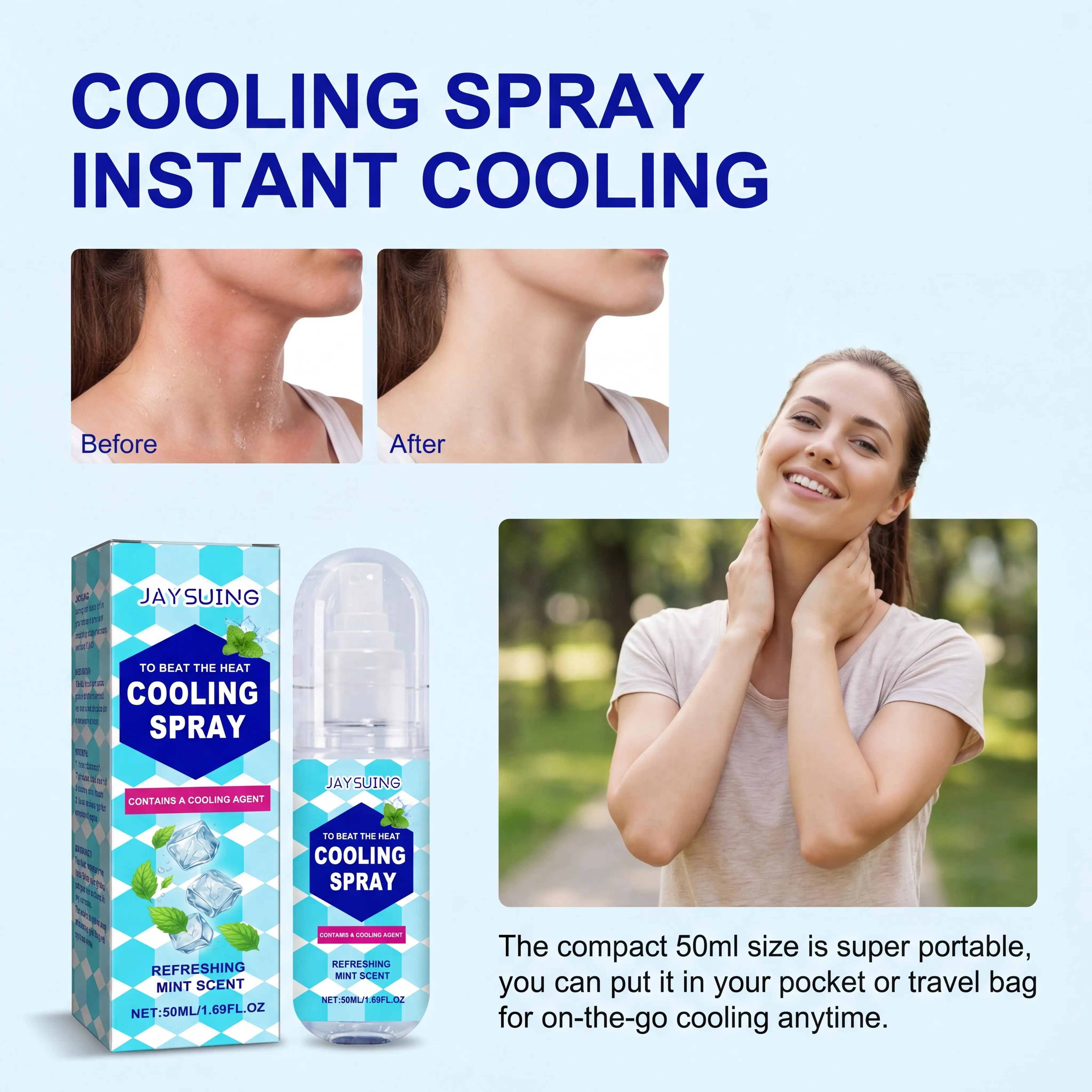 Cooling Spray Outdoor Sun Protection Cooling Sensation Spray Summer Instant Refreshing Anti-Heat Cooling Mist For Ourdoor Sport