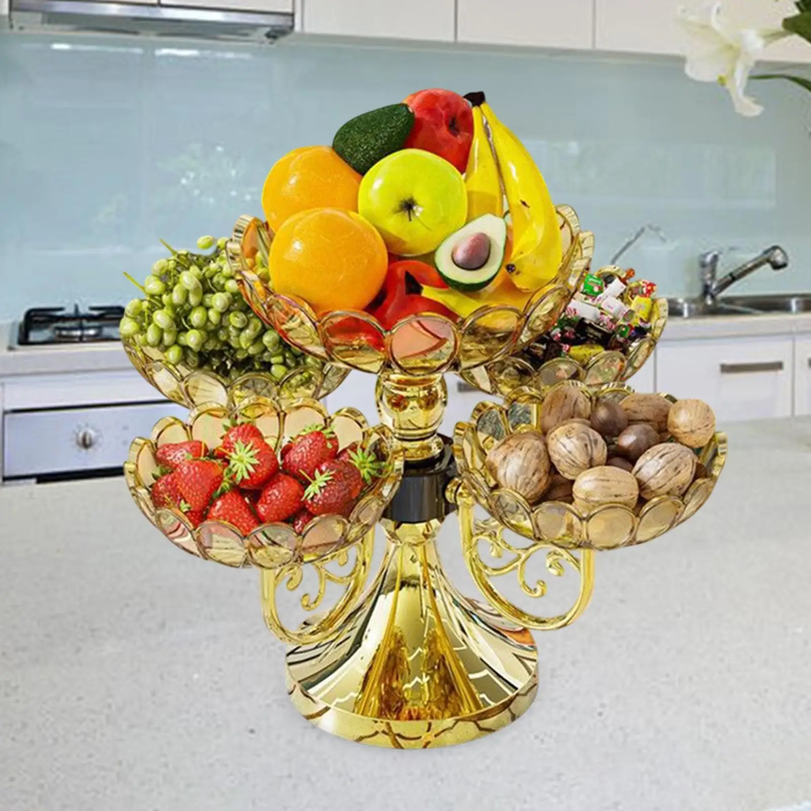 Rotating Snack Serving Tray Fruit Bowl Decorative for Office Household Hotel