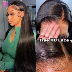 220% 13x4 HD Lace Frontal Wig Straight Transparent Lace Front Human Hair Wigs For Women Brazilian Bone Straight Wig Pre Plucked