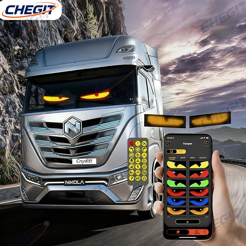 

Led Eyes for Truck DIY Custom Text Pattern Programmable Display Truck Car Devil Eye App Control Scrolling Advertising LED Sign