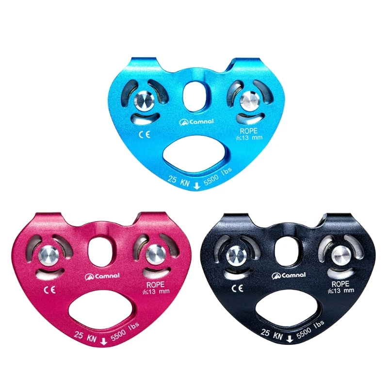 Climbing Pulley Block Aviation Aluminum Double Shafts Climbing Sheave Pulley for Mountaineering Outdoor Rock Climbing Dropship