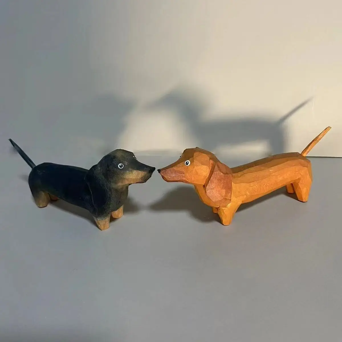 

Handcrafted Wooden Dachshund Figurine Adorable Study Desk Ornament Gift-Worthy Painted Wood Carving Woodcraft Dachshund Artwork