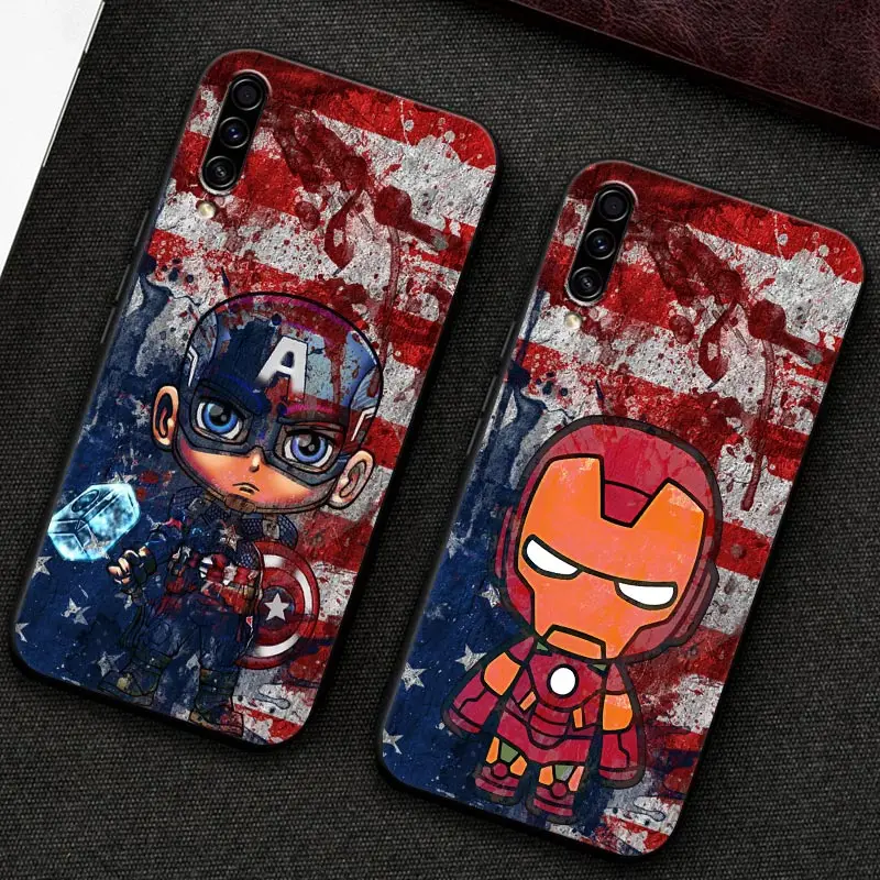 Cartoon Marvel Case For Samsung Galaxy A30 A30S A50 S A20E A20 A40 A70 A10 Note 9 10 20 Ultra Back Cover Captain America Ironman