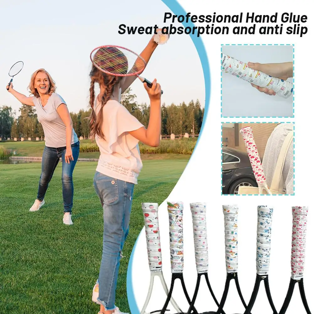 Tennis Racket Grip Adhesive Printed Double Sided Quick Absorbent Sweat Grip Anti Non-Slip Tape Sweat Adhesive Drying Soft B0N9