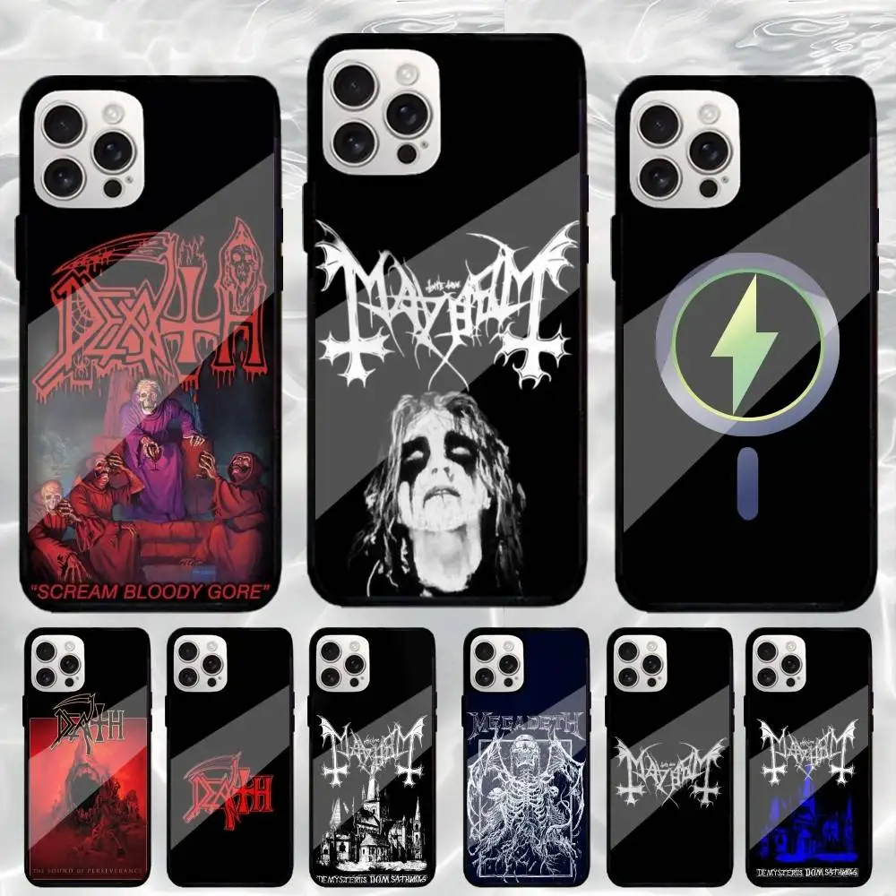 

M-Metal Band D-Death Phone Case For iPhone17,16,15,14,13,12,11 Plus,Pro Max Magnetic For Magsafe Wireless Charging