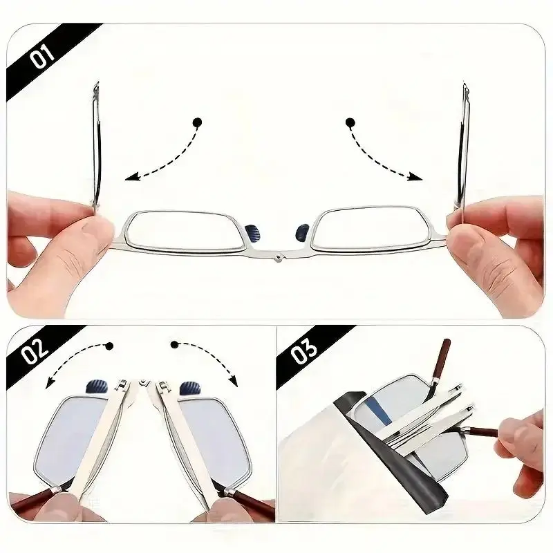 2026 Anti-Blaulicht Faltbare Lesebrille für Herren Augenschutz Handyhalter Optische Brille Ultraleichte Metallbrille – Detail 4