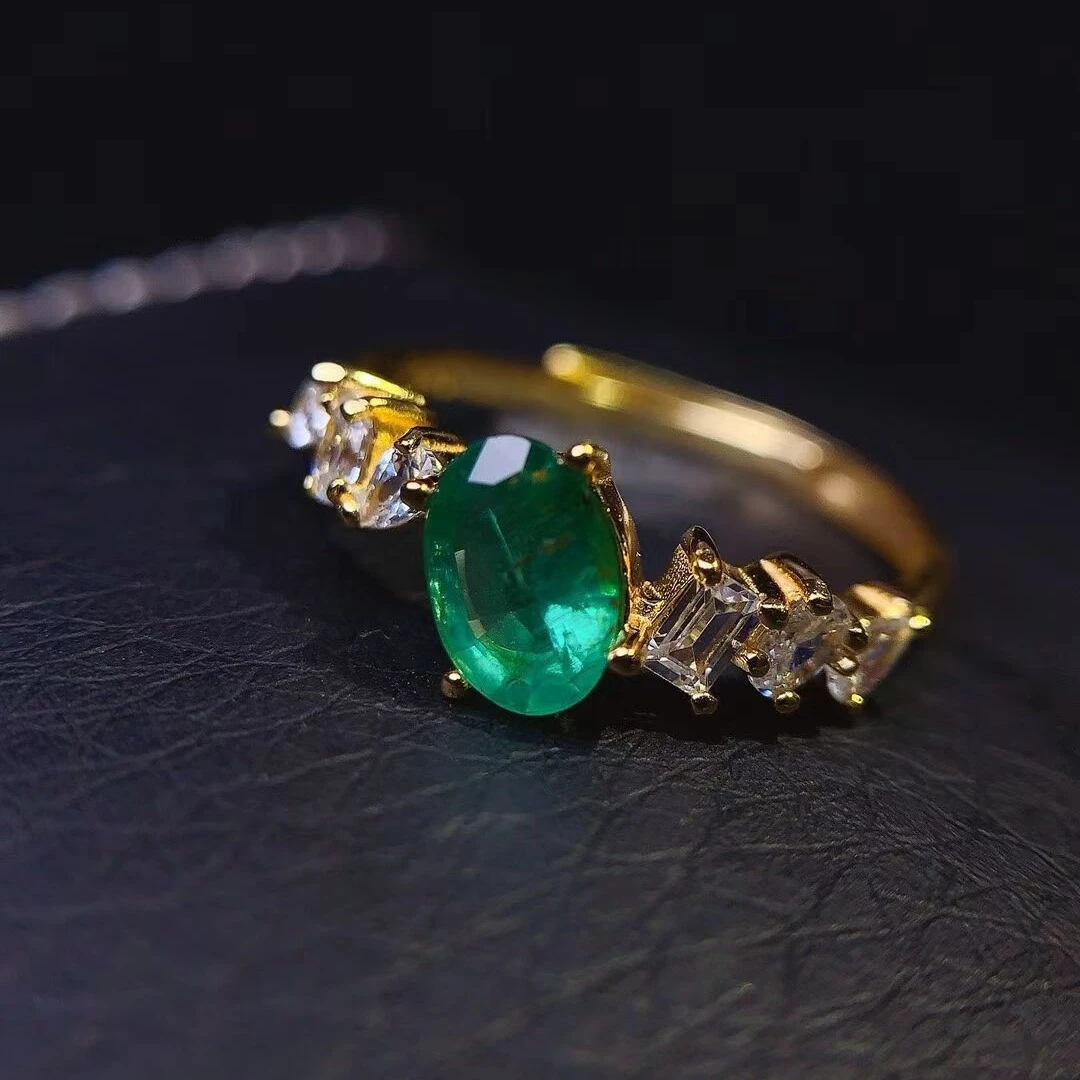Los anillos de mujer de alta gama KJJEAXCMY adoptan esmeralda colombiana Natural, proceso de chapado en plata S925, transparente de alta definición