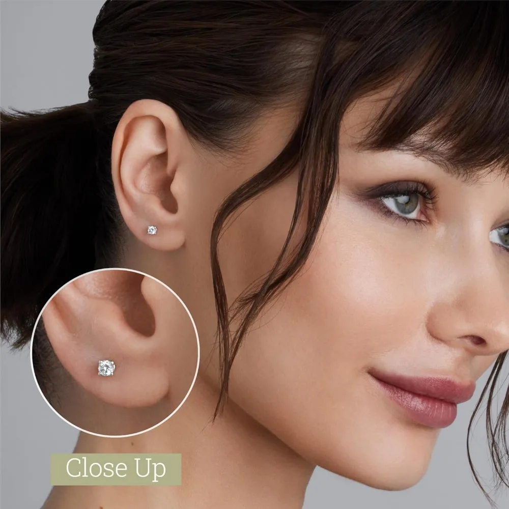 أقراط مرصعة بالألماس من الفضة الإسترليني ومطلية بالذهب عيار 14 قيراط للنساء - مجوهرات راقية مضادة للحساسية #3