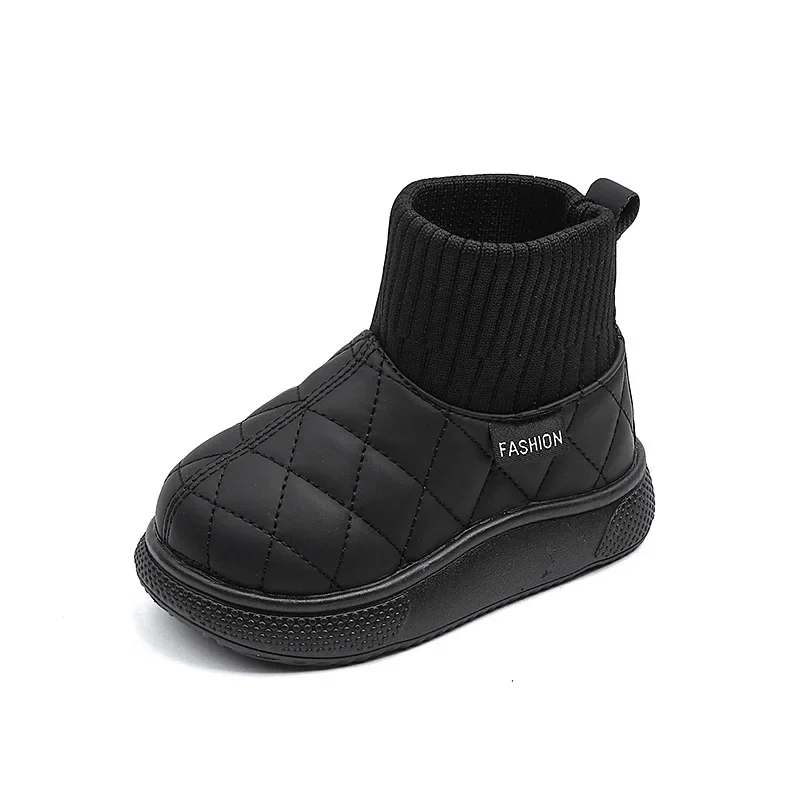 Boys Girls Flat Shoes Non-slip for Winter Children Warm Boots with Thick Cotton 2024 New Fashion Kids Snow Boots Solid Color