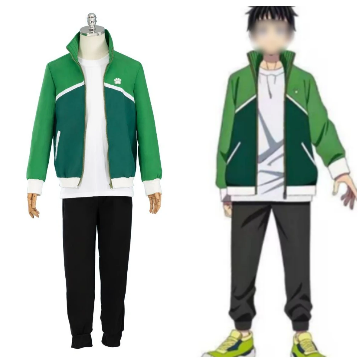 Anime Zom 100 Bucket List of The Dead Akira Tendo Cosplay Costume Green Suit Full Set Daily Wear Halloween Party Man Outfit