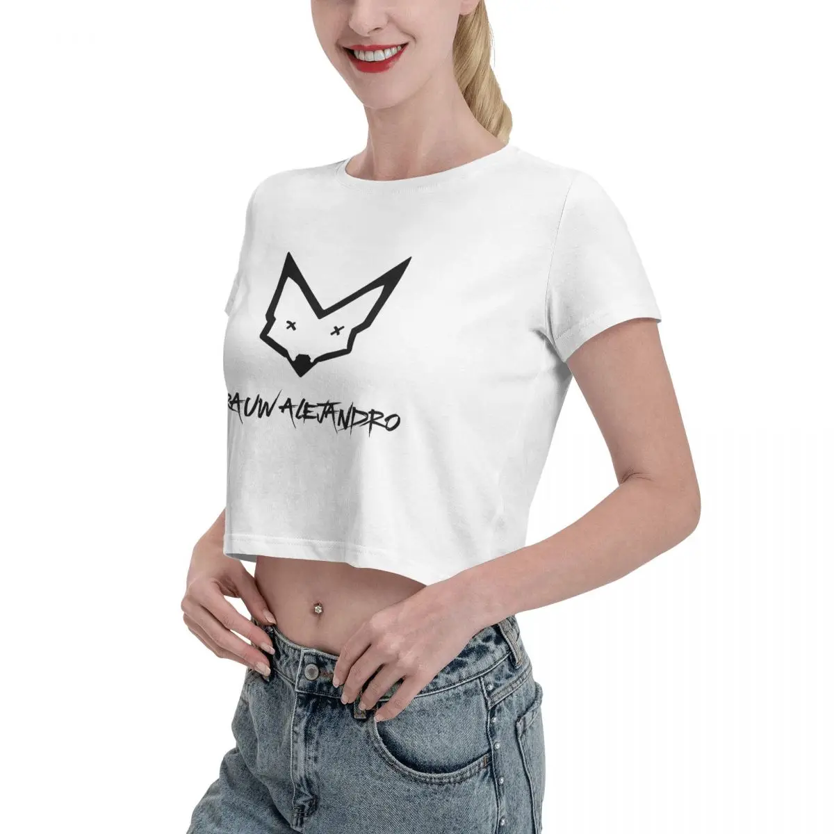 Raw Alejandro Tshirt Cartoon Graphic Tees Female Crop Top,Leak navel T-shirt