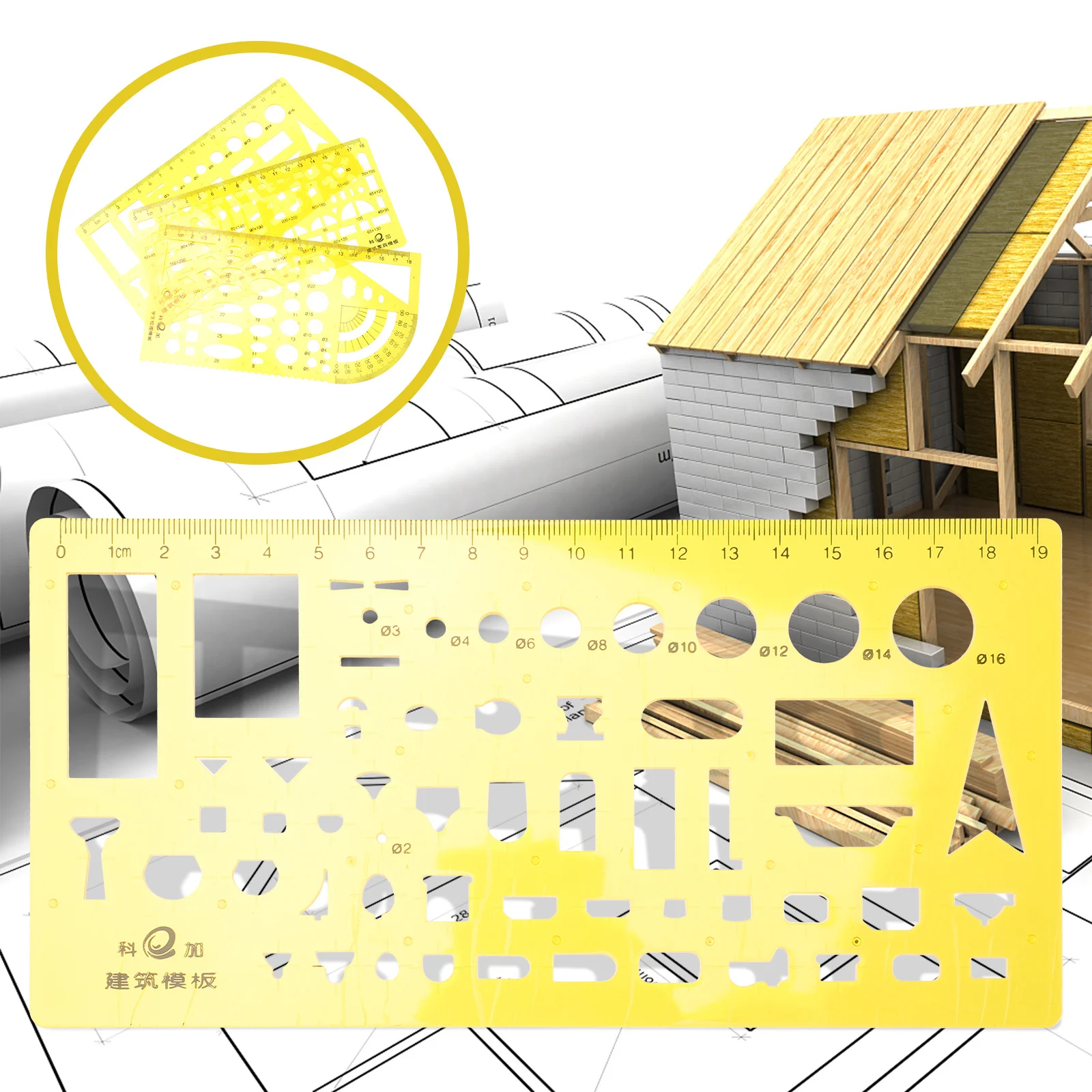 

1Set Geometric Stencils Plastic Drawing Template Ruler Architecture Drafting Tools Circle Templates for Artists
