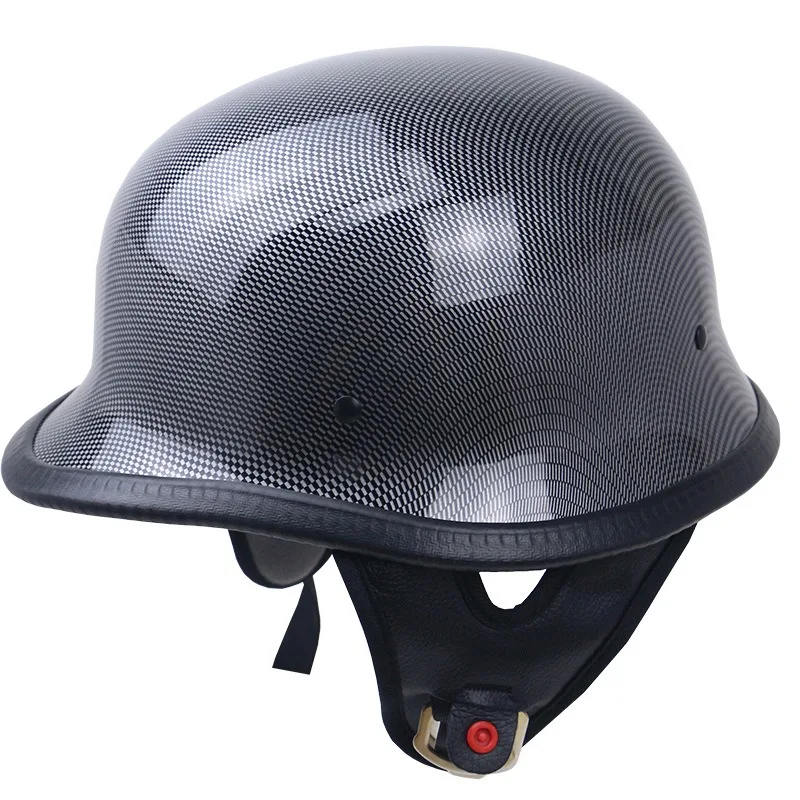 Retro Open Face Motorcycle Helmet World War II German Style Imitation Carbon Fiber Leather Capacete Cascos Para Moto