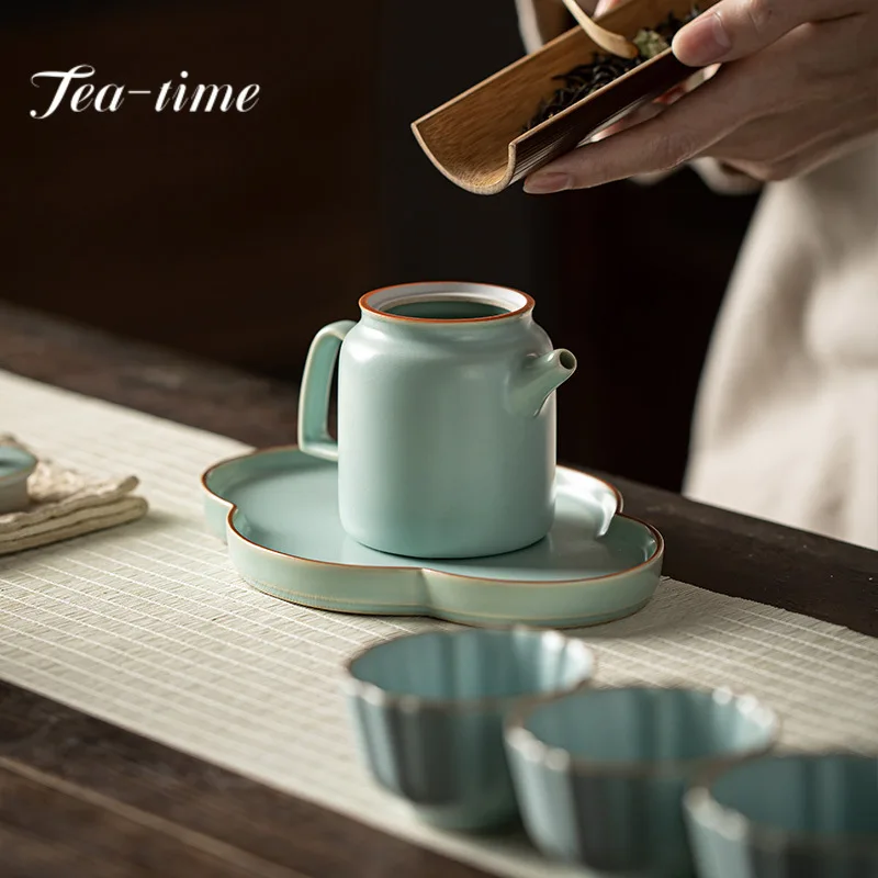 170ml Imitation Song Azure Ru Porcelain Teapot Japanese Pot Household Tea Maker Kettle with Filter Drinkware Supplies Collection