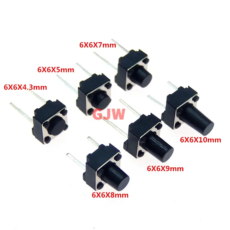 6*6*4.3/5/6/7/8/9mm 6value*10PCS=60PCS Tactile Switch Momentary Tact push button switch Micro key power 6x6x5 DIP2 Middle 2