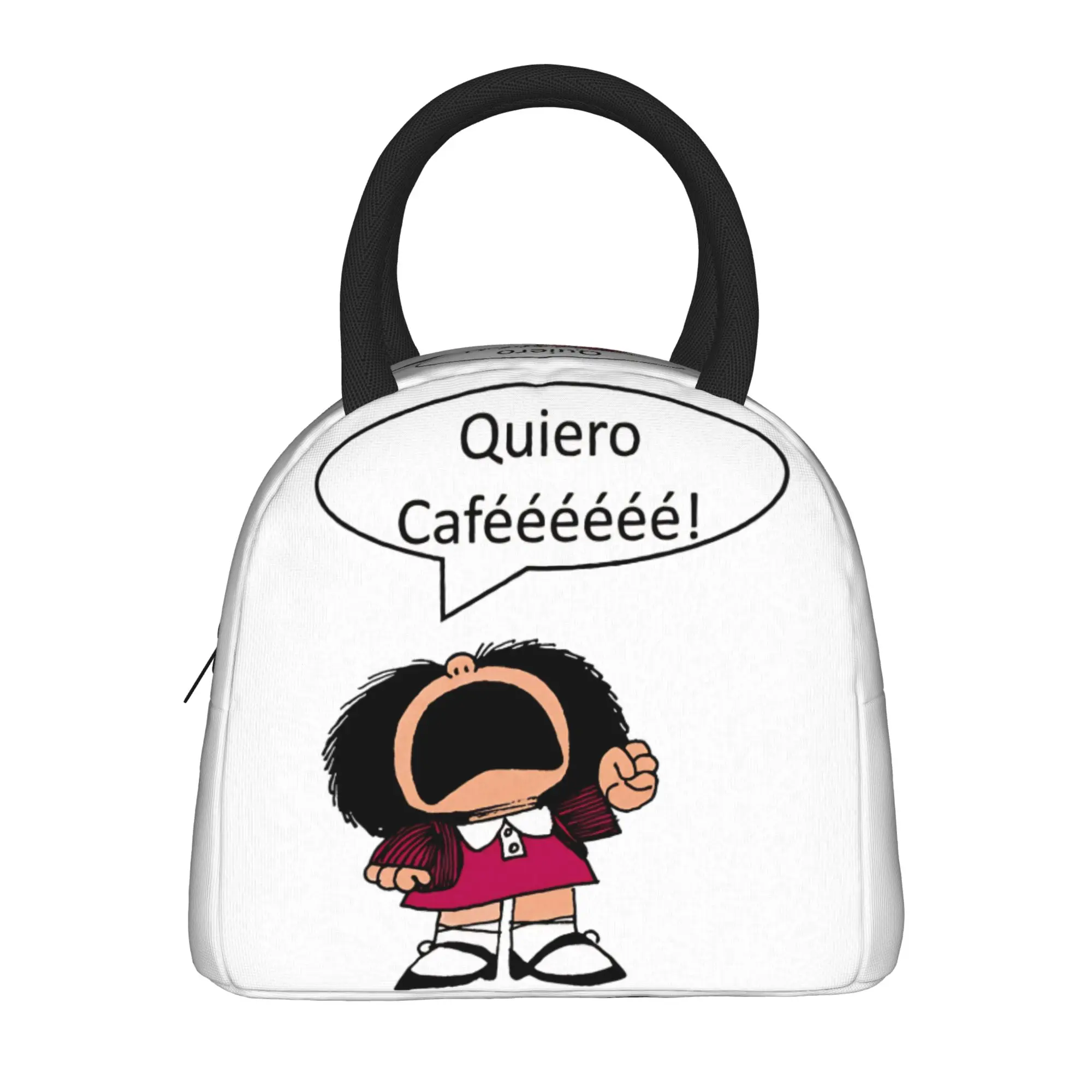 Mafalda Coffee Lunch Bag  Fashion Lunch Box For Women Outdoor Picnic Convenient Cooler Bag Oxford Print Thermal Lunch Bags