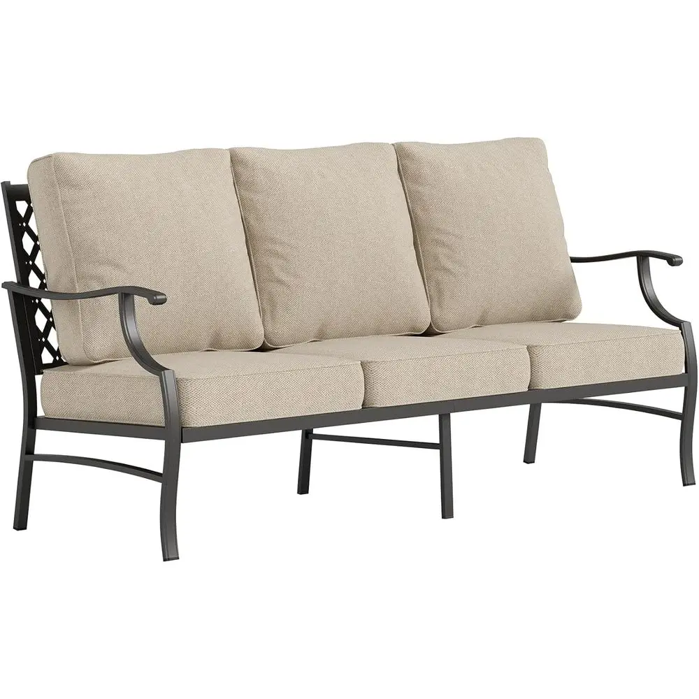 

3-Seater Outdoor Deep Seating Couch with 5.75 Thick Waterproof Cushion for Patio, Deck, or Porch