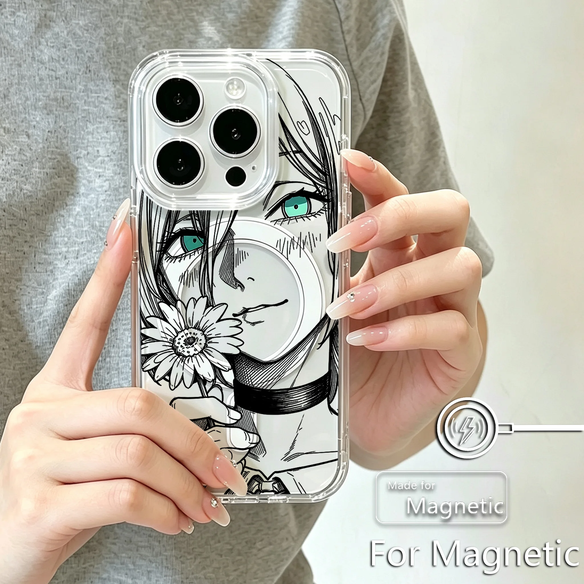 Chainsaws Mans Rezes Magnetic Phone Case for Samsung Galaxy S25 S24 S23 S22 S21 S20 FE Edge Plus Ultra 5G Soft Clear TPU Cover