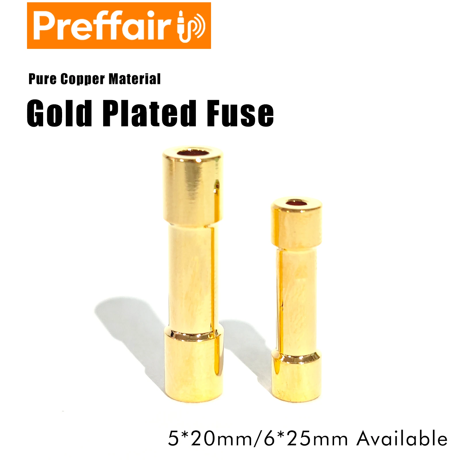 Preffair Pure Copper Gold Plated Fuse Pillar Replacement Power Amplifier Fuse CD Amplifier Audio Fuse Tube 5*20mm / 6*25mm