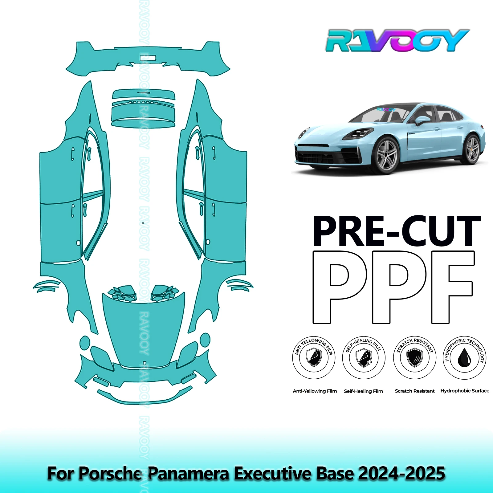 

8.5Mil Precut PPF Paint Protection Film Full Vehicle Clear Bra For Porsche Panamera Executive Base 2024-2025
