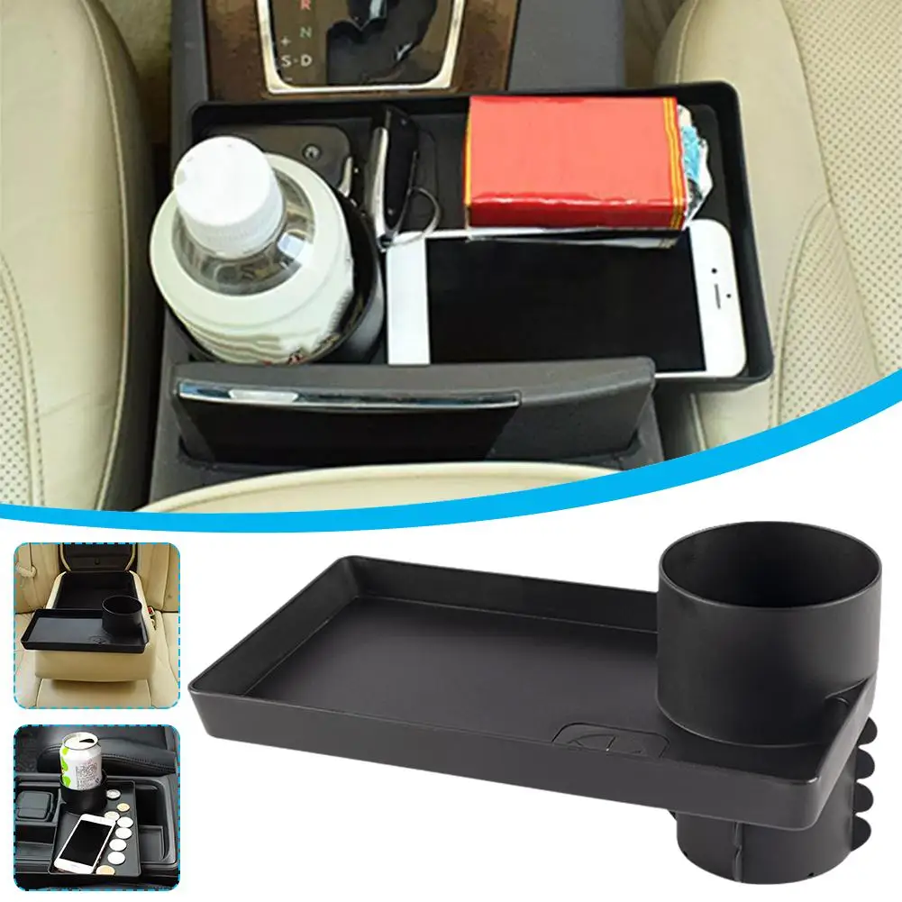 Portable Car Food Tray Rotatable Adjustable Cup Holder Auto Cup Meal Attachable Desk Holder Expanded Tray Expander Table E7b5