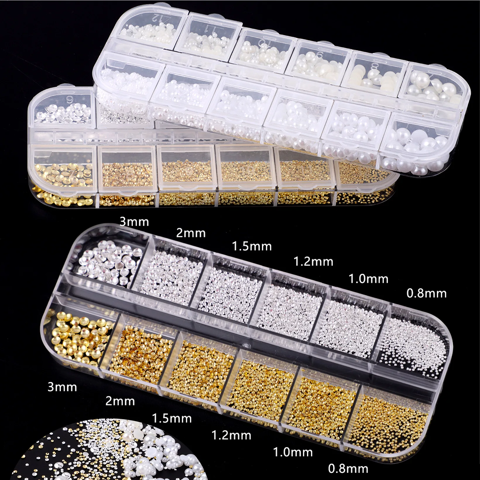 مجموعة فنية أظافر لؤلؤية صغيرة - أحجار الراين، ترصيع، سحر لتصميم الأظافر بنفسك، مجموعة إكسسوارات تزيين الأظافر