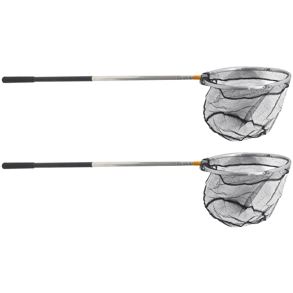 

2pcs Telescopic Fishing Foldable Lightweight Strong Carp Net Round Design Easy Bait Hook Removal Detachable for Sea