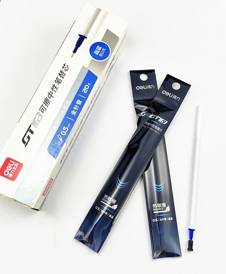 Deli löschbarer Gelstift, 0,5 mm, poröse Spitze, schwarze/blaue Tinte mit wärmeempfindlichen, löschbaren Radiergummis, nachfüllbarer Schreibstift für Kinder – Detail 21