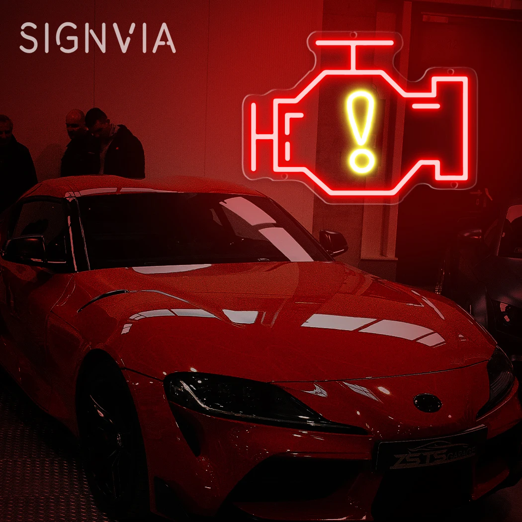 

Danger Car Engine Neon Sign LED For Garage Shopping Mall Bar Neon Sign Decoration Parking Lot Neon SignBoard Wall Decoration