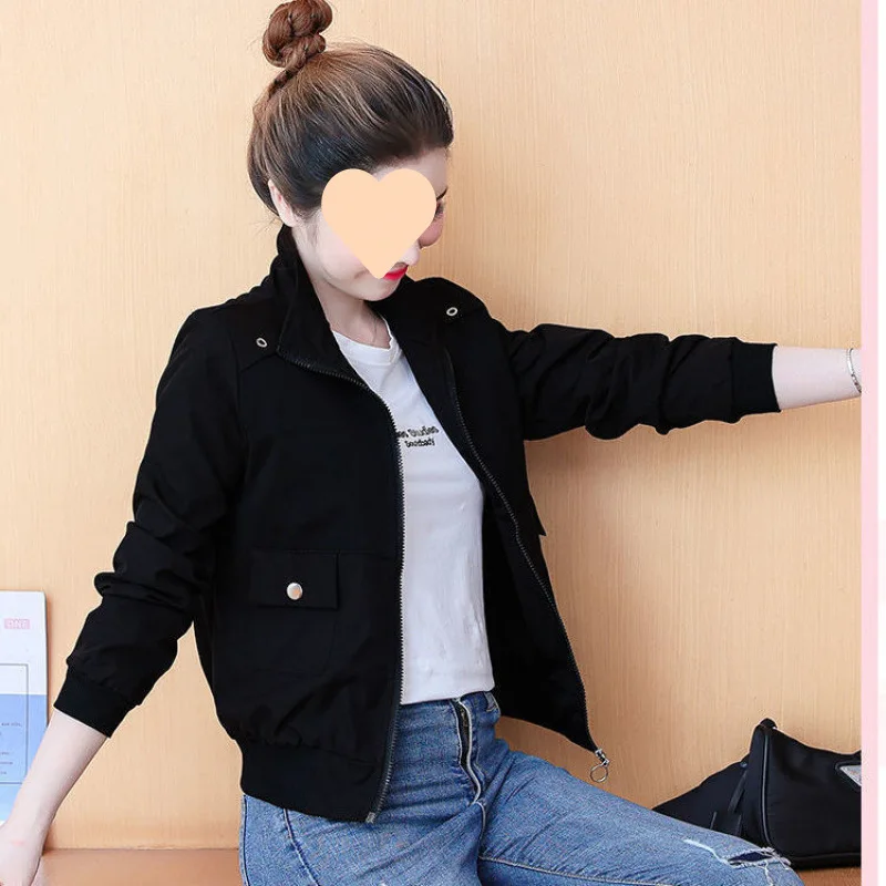 Women's Jacket 2025 Spring and Autumn New Top Loose and Versatile Casual Fashion Stand Collar Trench Coat Trend