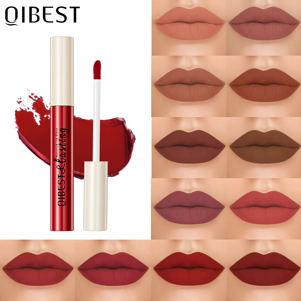

QIBEST Matte Liquid Lipstick Waterproof Long Lasting Velvet Nude Sexy Red Lip Gloss Nonstick Makeup Lipgloss Lip Tint 24 Colors