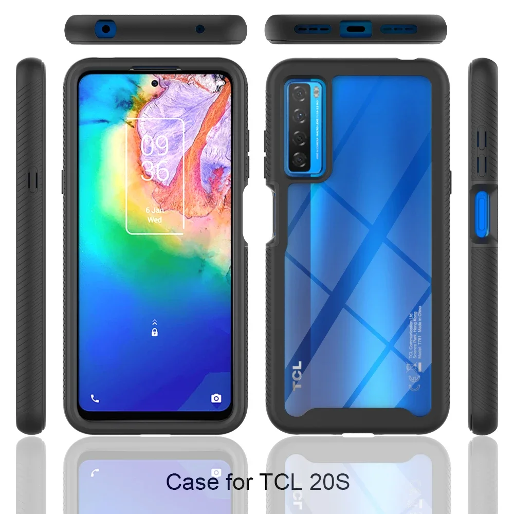 2 in 1 Hybrid Armor Shockproof Phone Case For TCL 20S 20L 20 Pro 10L Soft TPU Frame Transparent Acrylic Protective Back Cover