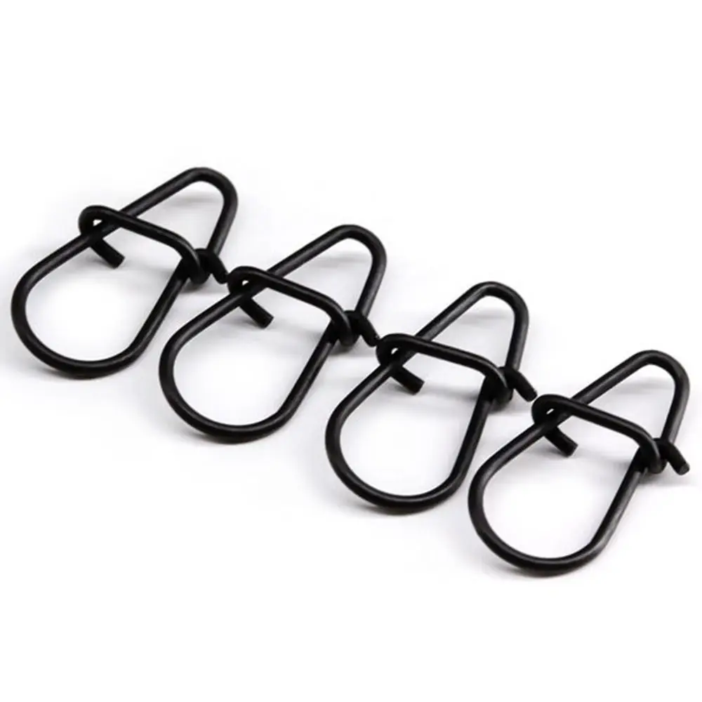 100pcs Matte black Snap Fishing Barrel Swivel Safety Snaps Hooks Fishhook Fishing Tackle Box Accessory Tool Lures