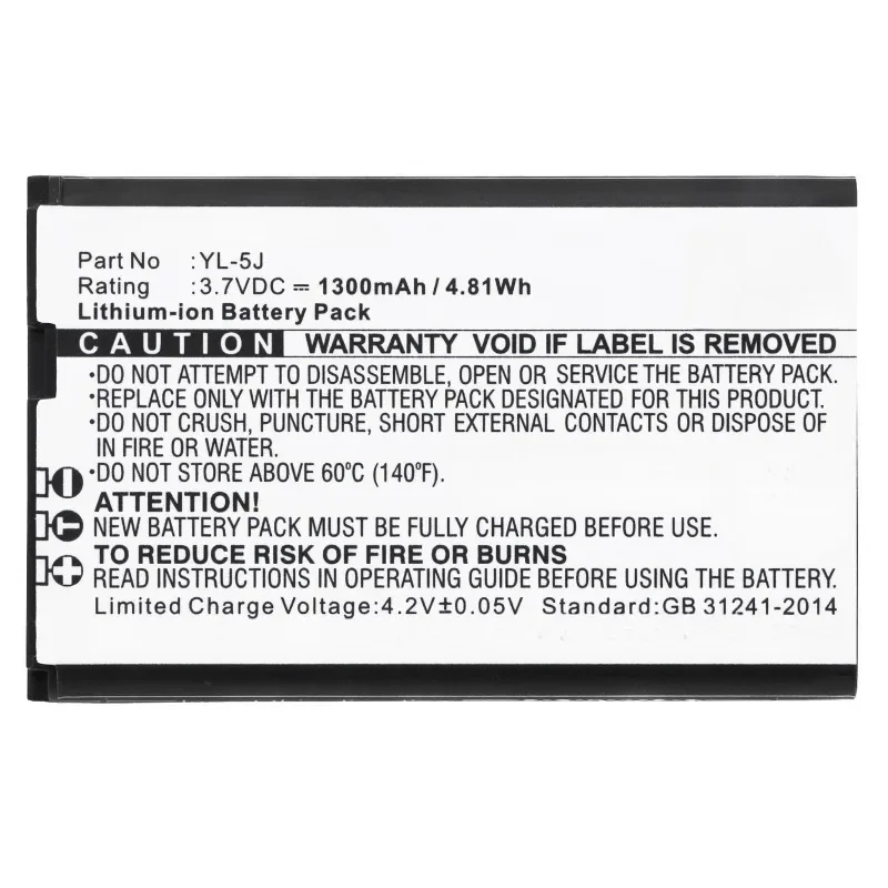 New YL-5J 3.7V 1300mAh 4.81Wh Cordless Phone Rechargeable Battery for Yealink W56-BATT W56H W56h/p W56P W60P One Talk IP DECT