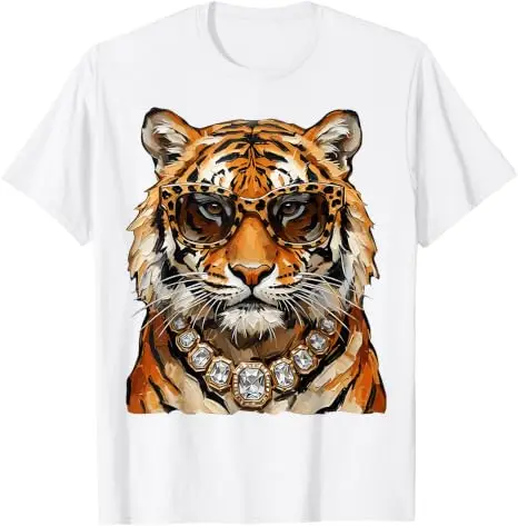 Cooles Tigerroar-Leoparden-Sonnenbrillen-T-Shirt, lustiges Y2k-Kunst-Ölgemälde, ästhetische Kleidung für Frauen und Männer, Persönlichkeits-T-Shirt, Geschenke – Detail 21
