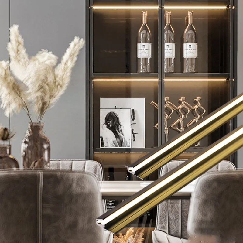 ไฟติดตั้งบนพื้นผิวแบบติดตั้งบนตู้ มุม 45 องศา ลำแสงเอียง ไฟ LED โปรไฟล์อะลูมิเนียม สำหรับตู้ครัว ตู้เสื้อผ้า ชั้นวางหนังสือ ตู้เสื้อผ้า บาร์