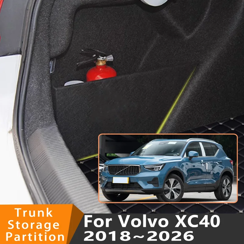 Auto Accessories For Volvo XC40 2018~2025 2024 23 Car Organizer Thickening Trunk Side Partition Trunk Interior Storage Box Parts