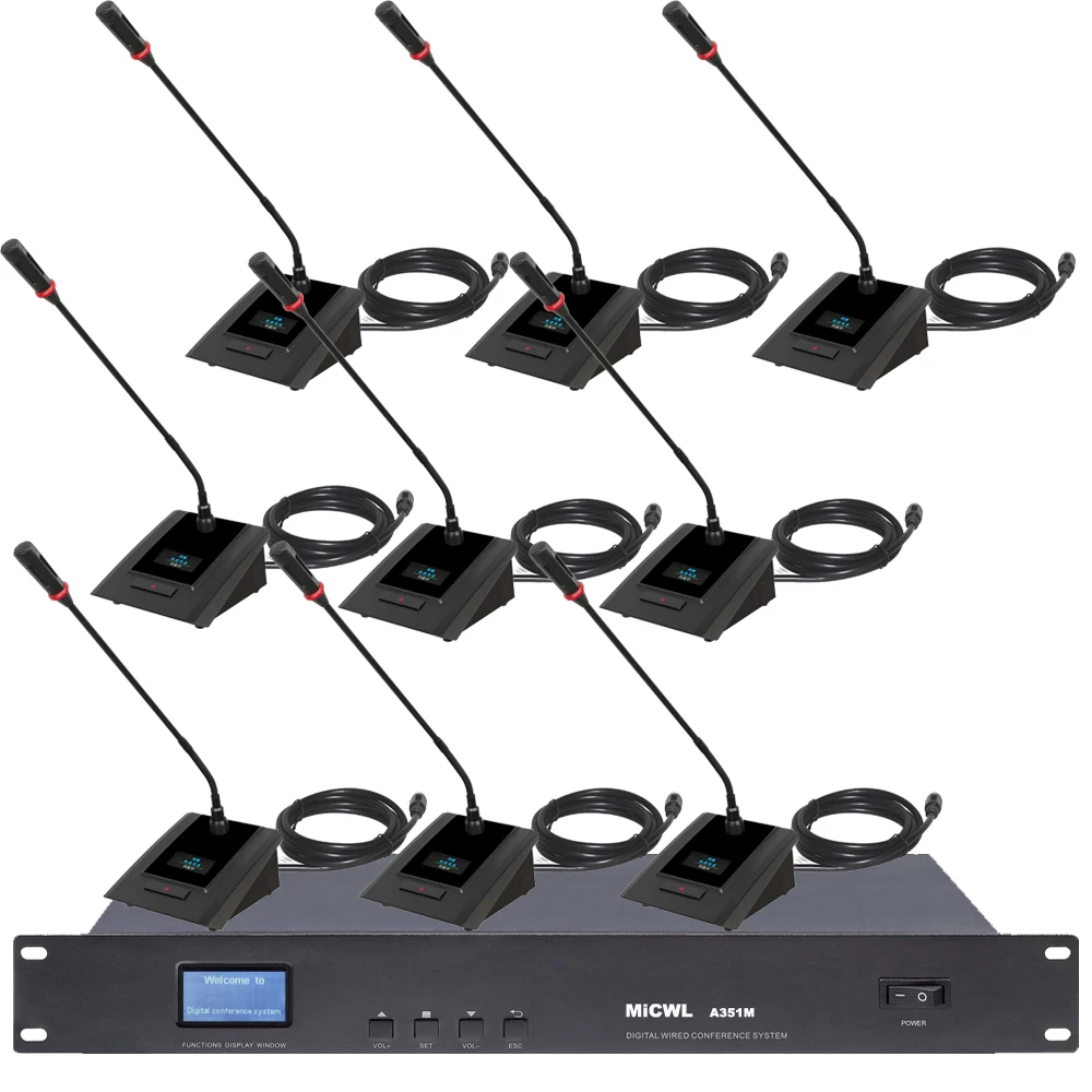 High Sensitivity Gooseneck Table Digital Conference System 1 President Controller 30 Delegate Unit Power Meeting Hall Solutions