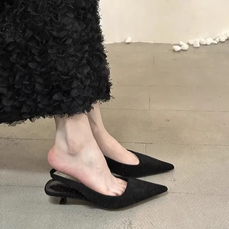 Spring Summer Slip on Women Sandals Shoes Fashion Pointed Toe High Heel Stripper Party Ladies Singbacks Sandalias Shoes - view 2