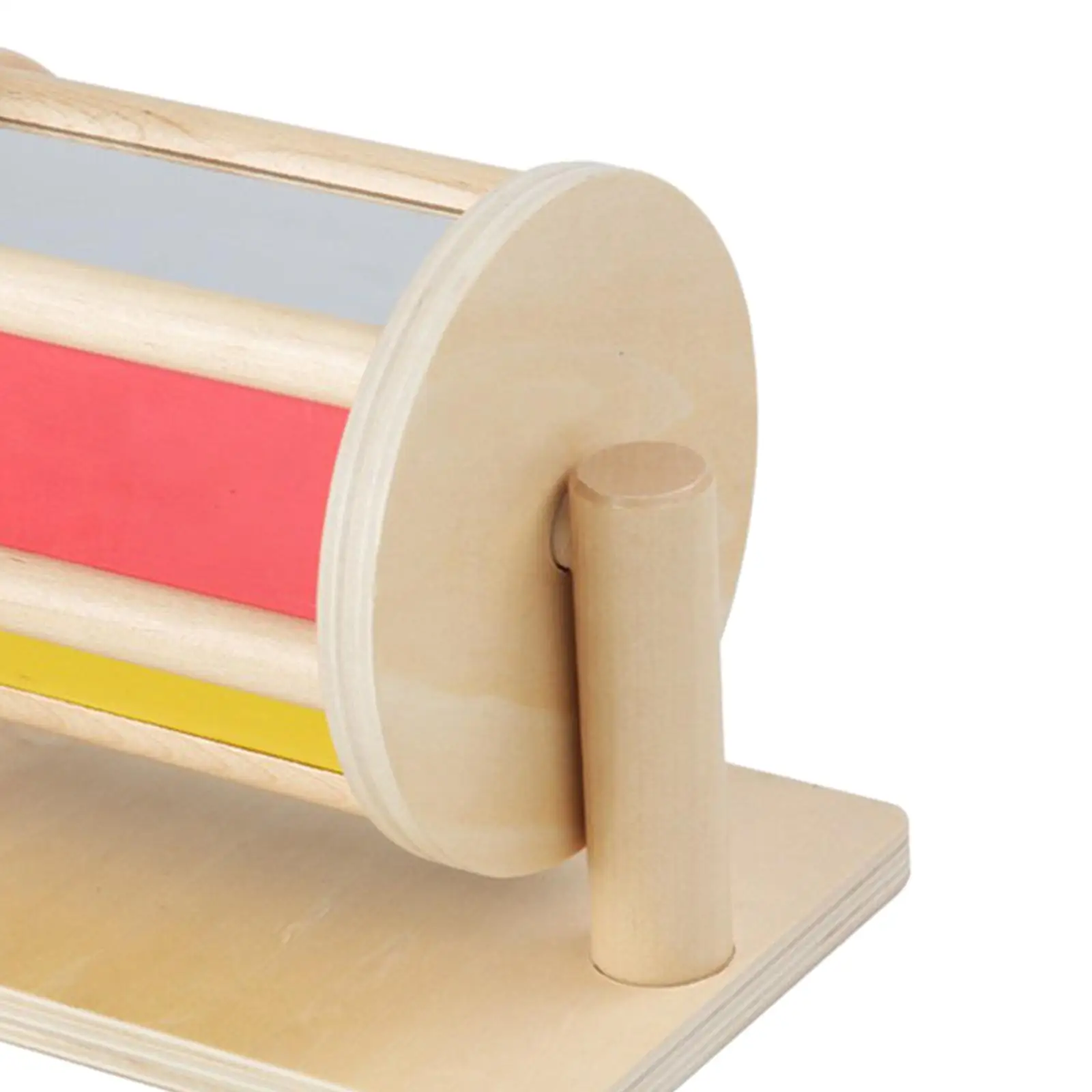 Rolo de tambor giratório, reconhecimento de cor, brinquedo de madeira com espelho e sino para crianças, brinquedo infantil