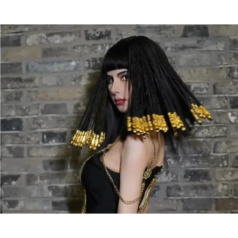 Cleopatra Cosplay Wig Women Headwear Dreadlocks Hair Dance Black Dance