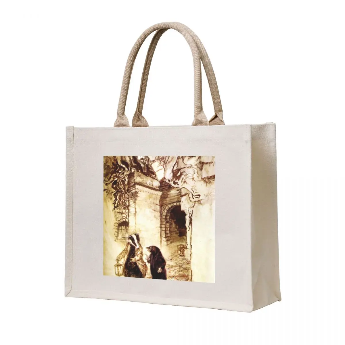 

Badger and Rat in the Tunnels - The Wind in the Willows, Arthur Rackham Tote Bag Beach bag handbag eco bag folding Women's bags